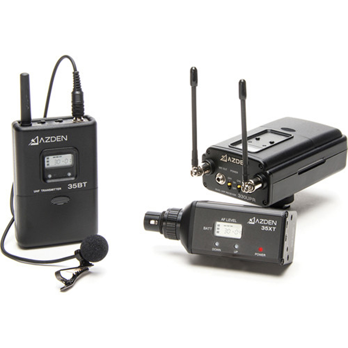 

Azden 330LX UHF On-Camera Plug-in and Bodypack System