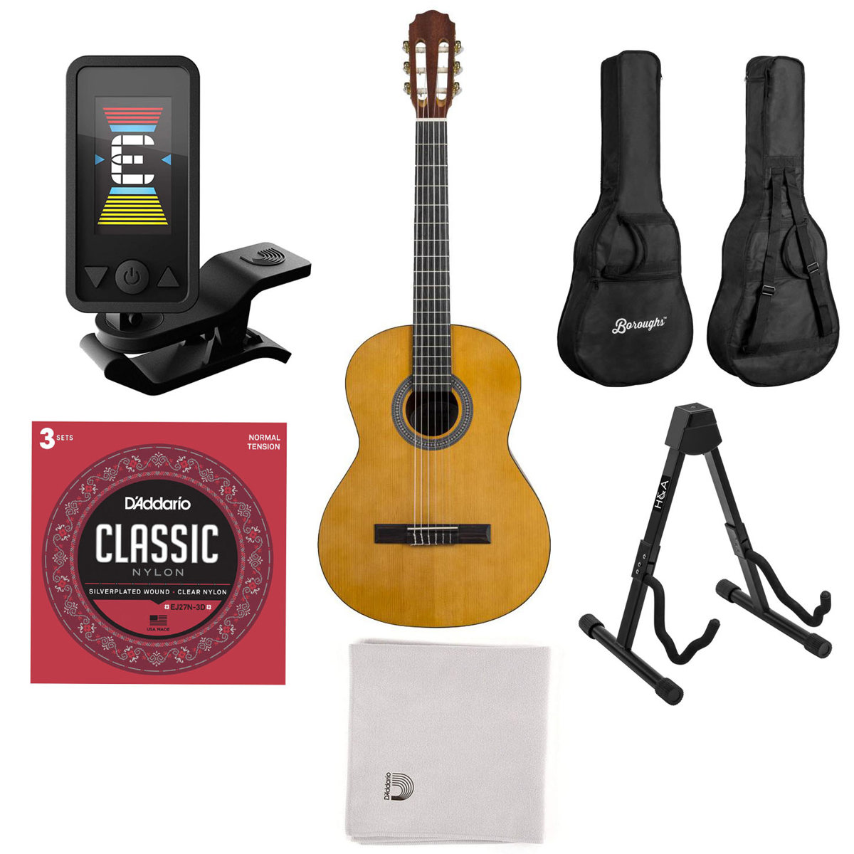 

Boroughs B20CNT Classical Guitar, Natural with Premium Bundle