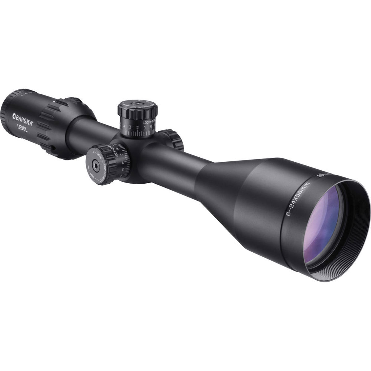 

Barska 6-24x56 Level Riflescope, Illum SFP MOA Ret, Side Focus, 30mm Center Tube