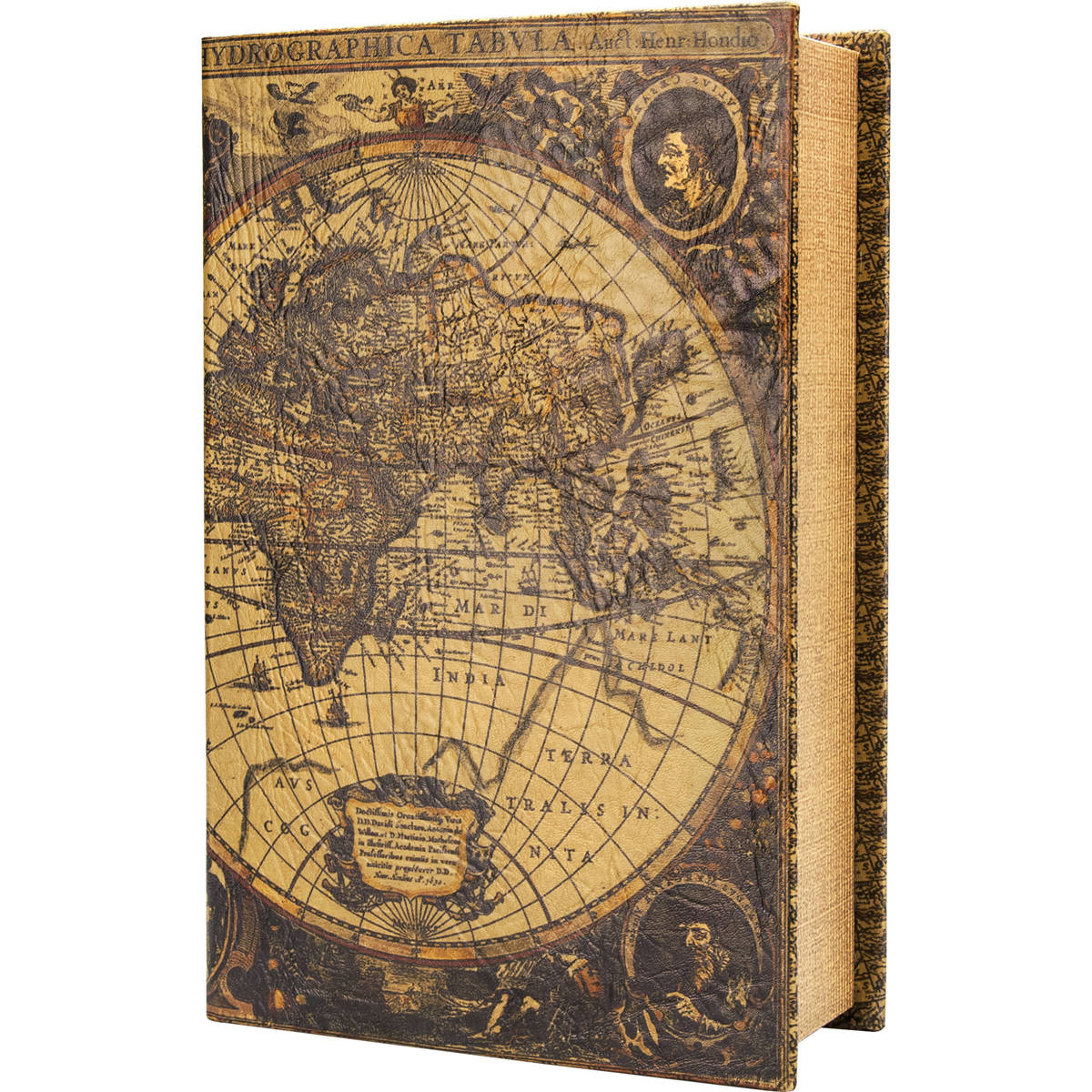 Image of Barska Antique Map Book Lock Box with Key Lock