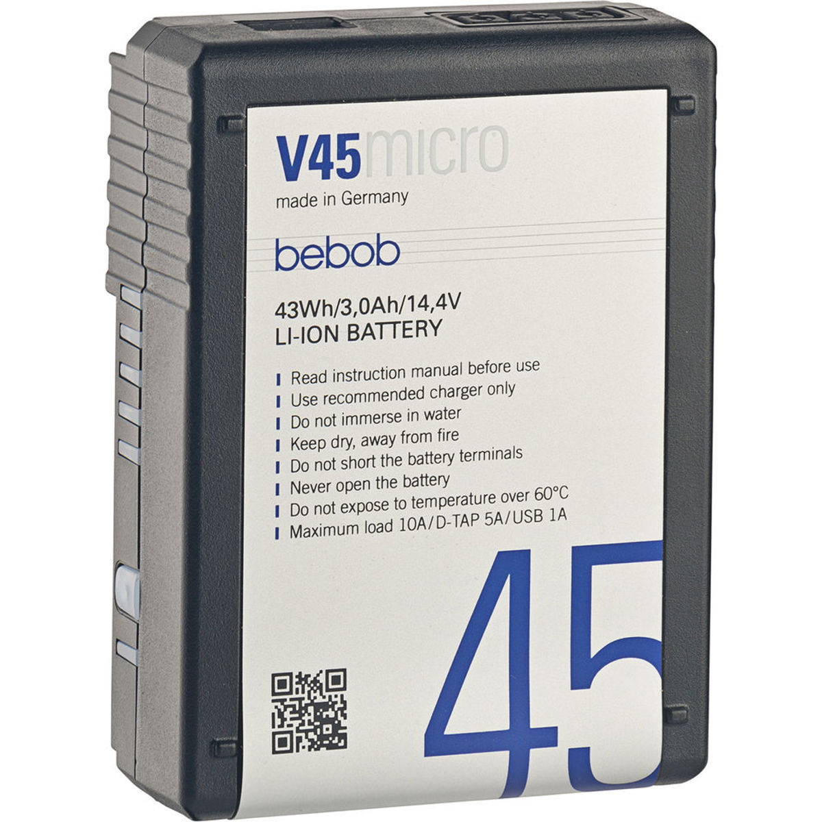 

bebob V45MICRO Micro V-Mount Rechargeable Li-Ion Battery, 14.4V/3.0Ah/43Wh