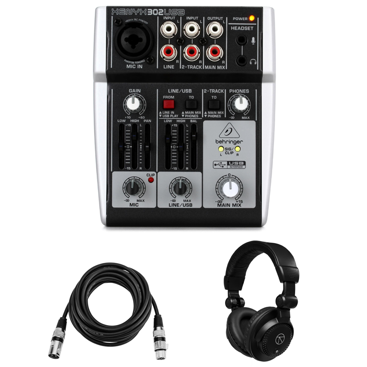 

Behringer XENYX 302USB Premium 5-Input Mixer, w/Headphones and 15' XLR Mic Cable
