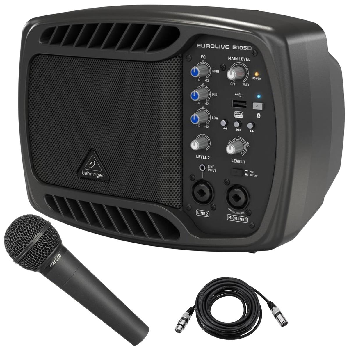 Behringer B105D Ultra-Compact 50W PA/Monitor Speaker, MP3, Bluetooth W Mic & XLR