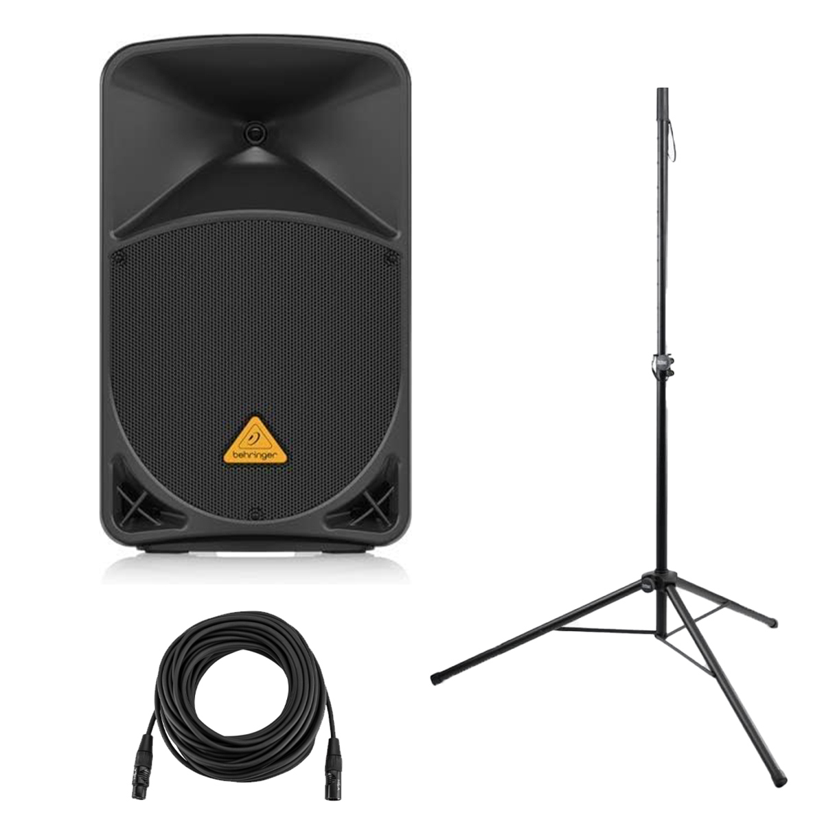 Behringer EUROLIVE B112D 1000W 12" Active PA Speaker,w/Stand & 50' XLR Mic Cable -  000-AJN02-00010 K