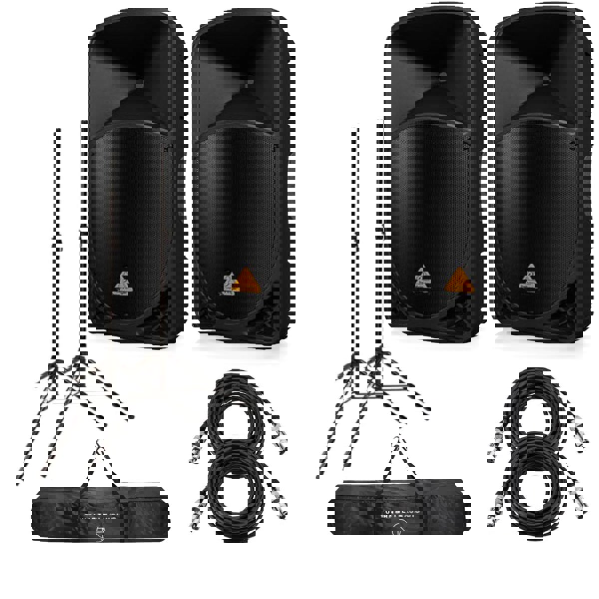 Image of Behringer B115D Active 1000-Watt 2-Way 15&quot; PA Speaker W/ 2x Mic Cable/Stand Pair
