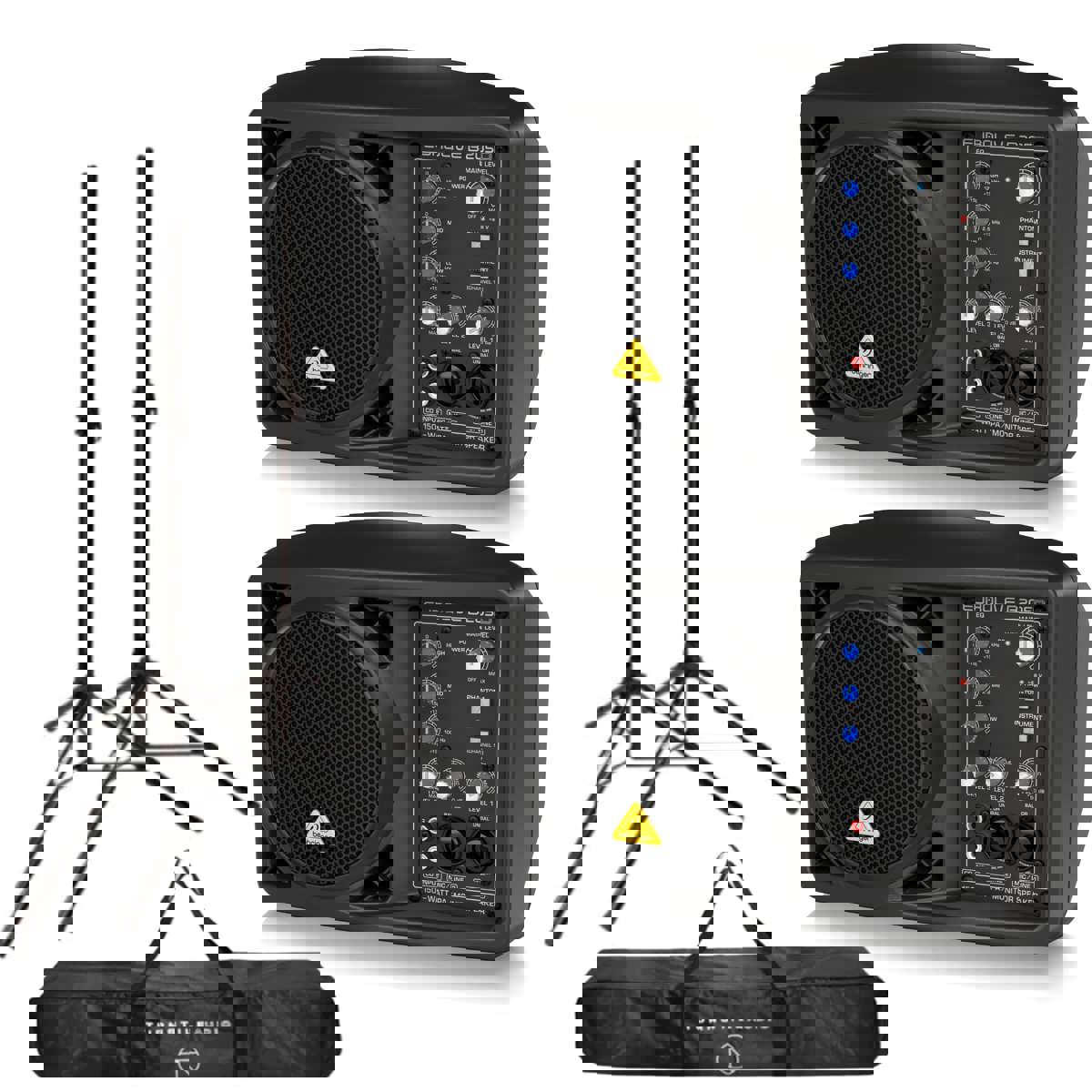 

Behringer 2x Eurolive B205D PA and Monitor Speaker System + 2x Stands & Cables