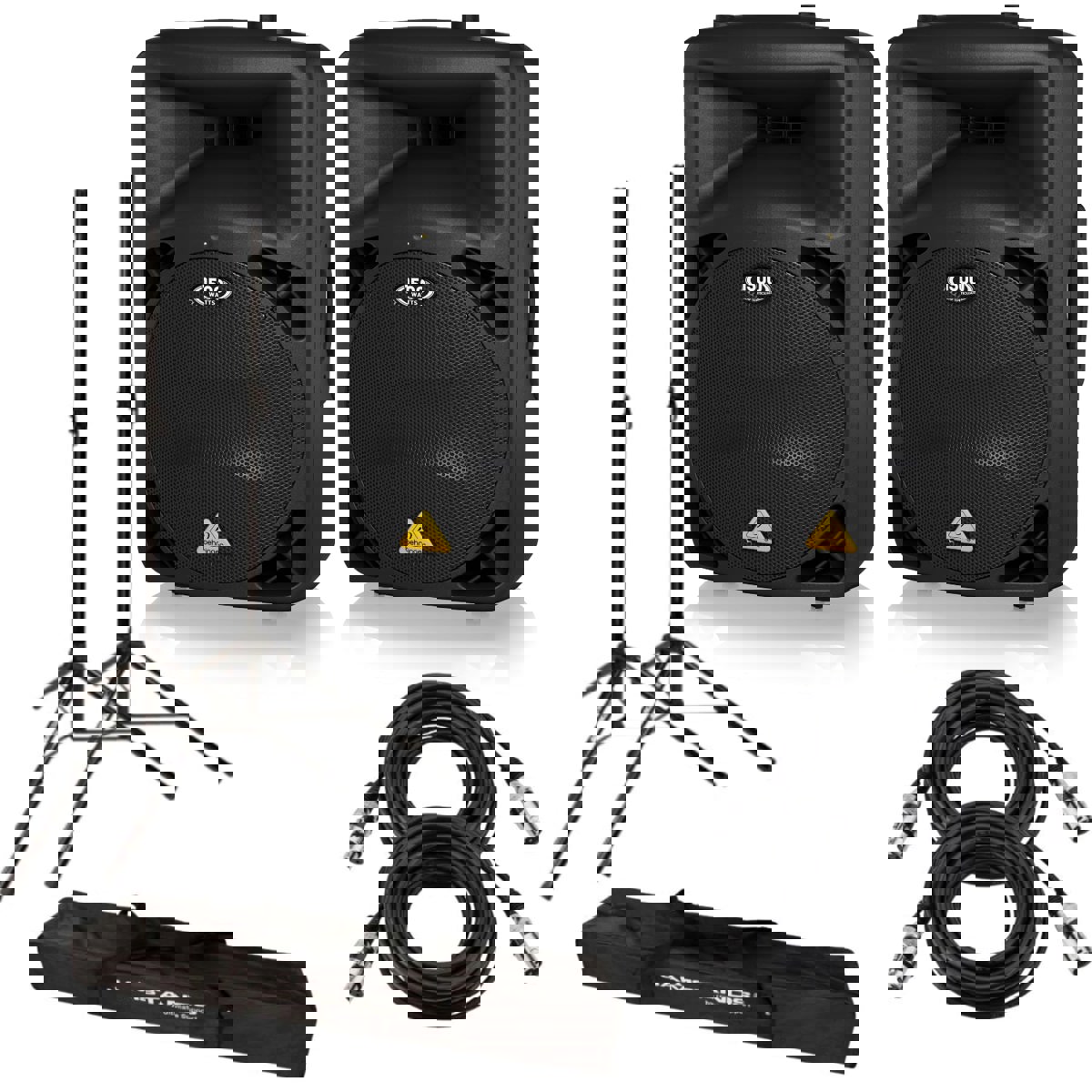 Image of Behringer 2x B615D Active 1500-Watt 2-Way PA Speaker System W/2x Mic Cable/Stand