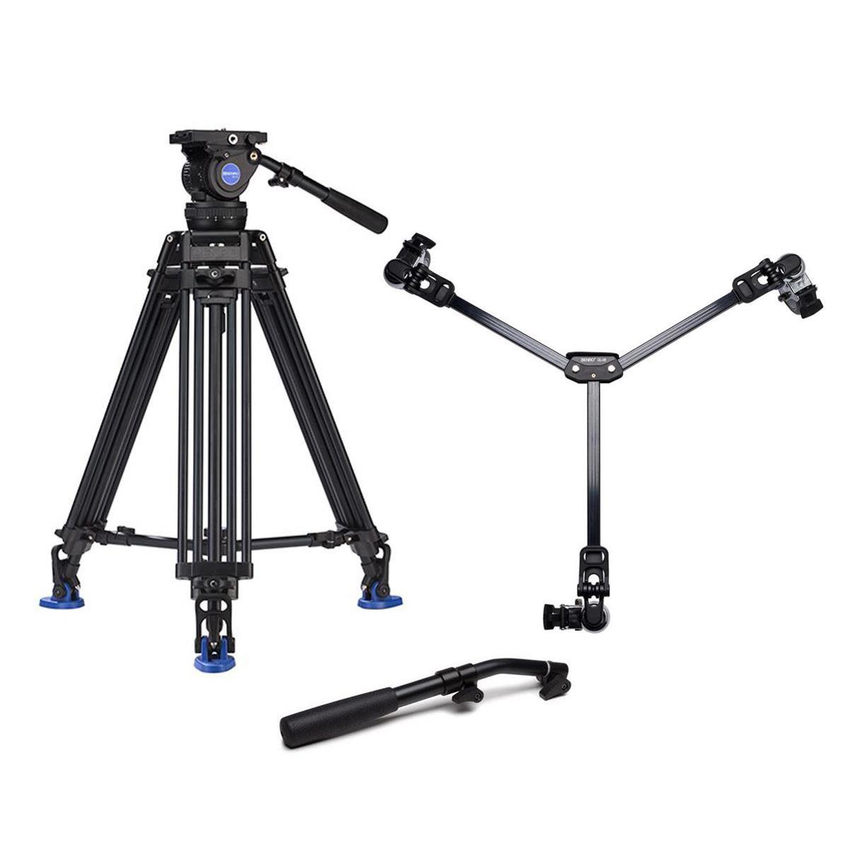 

Benro BV10 3-Section Al Twin Leg Video Tripod, with Pan Bar Handle & DL-08 Dolly
