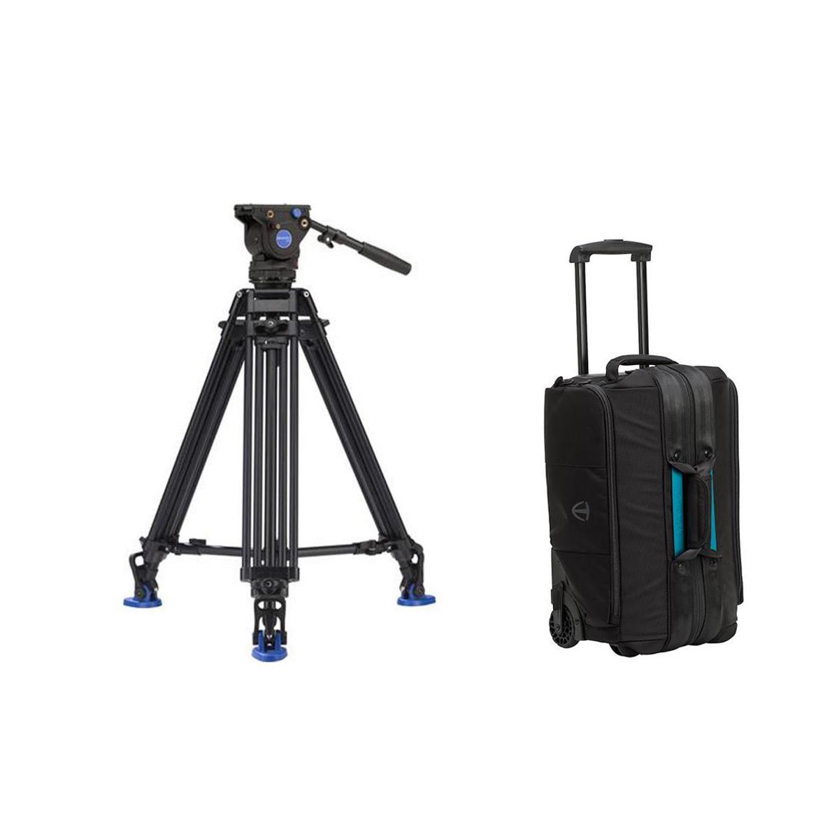

Benro BV6 PRO 3-Section Aluminum Video Tripod, Bundle w/Tenba Cineluxe Roller 21