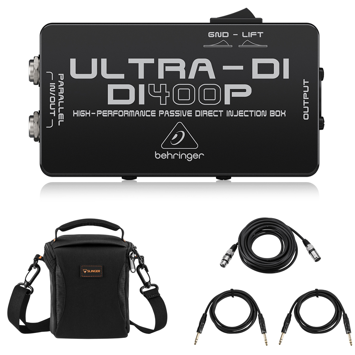 

Behringer ULTRA-DI DI400P Passive DI Box, Bundle w/2x 6' TRS Cable,25' Mic Cable