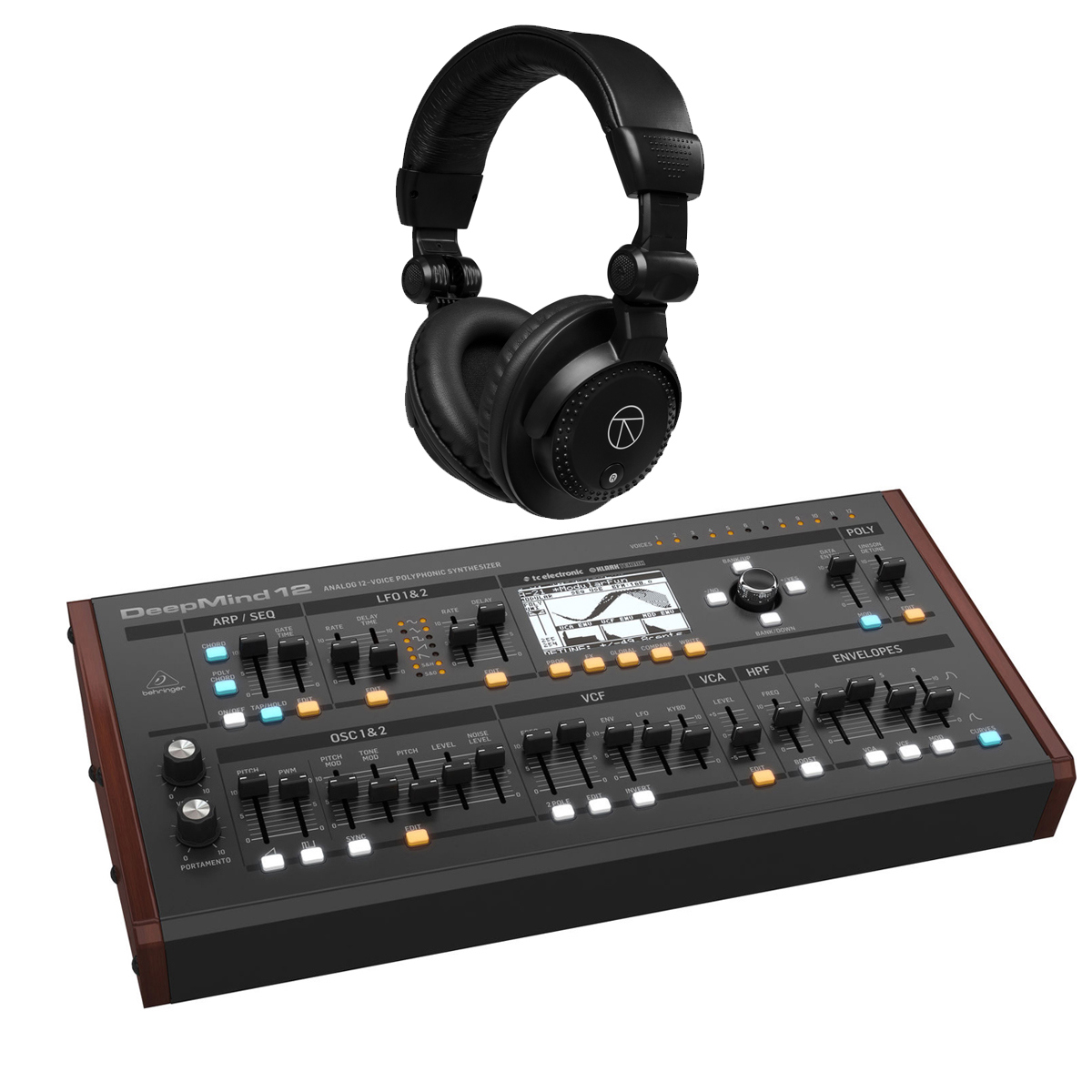 

Behringer DEEPMIND 12D Analog 12-Voice Desktop Synthesizer w/TAPH100 Headphones