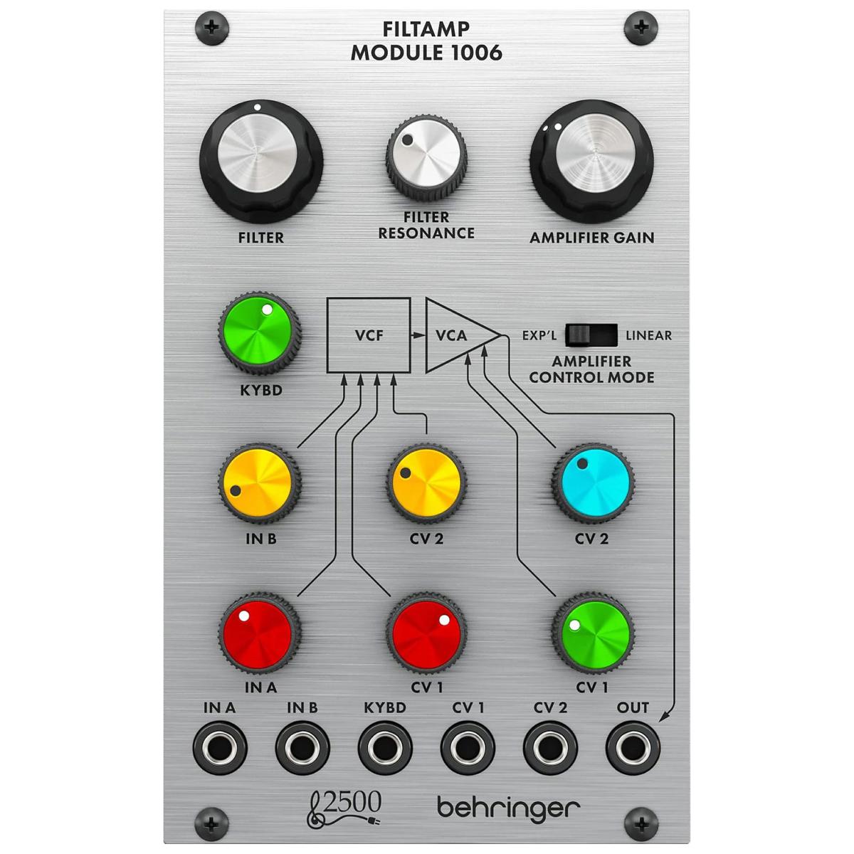 

Behringer Legendary 2500 Series 1006 FiltAmp 24dB Low-Pass VCF and VCA Module