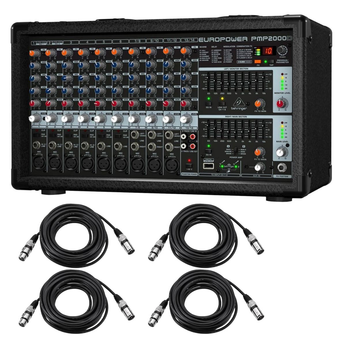 

Behringer EUROPOWER PMP2000D 2000-Watt 14-Channel Powered Mixer W/4x Mic Cable