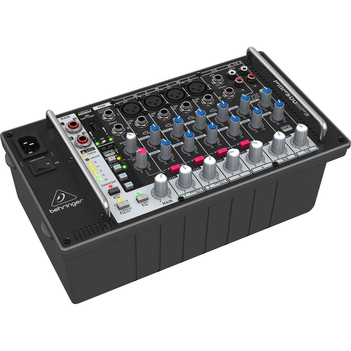 500W 8-Channel Ultra-Compact Powered Mixer with MP3 Player - Behringer PMP500MP3