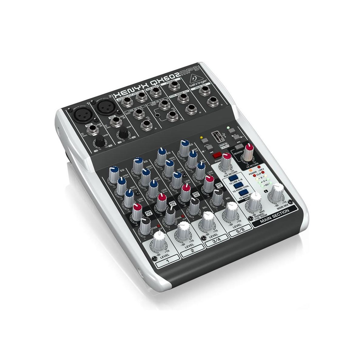 Behringer XENYX QX602MP3 Premium 6-Input 2-Bus Mixer with Mic Preamps -  000-BKD02-00010