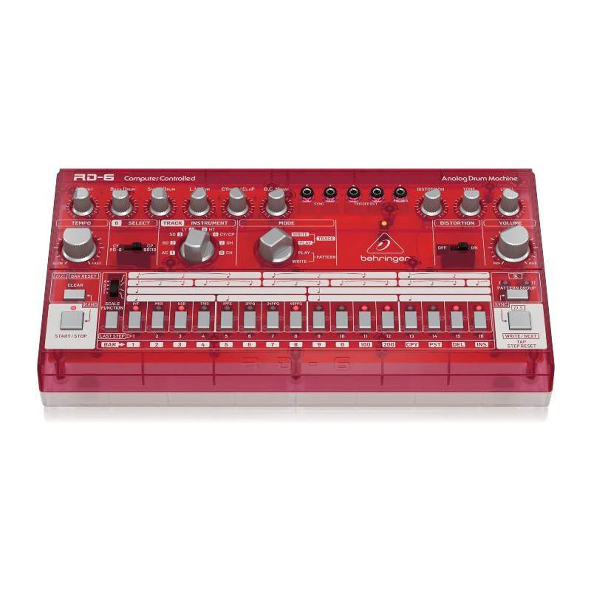 

Behringer Rhythm Designer RD-6 Analog Drum Machine, Red Translucent