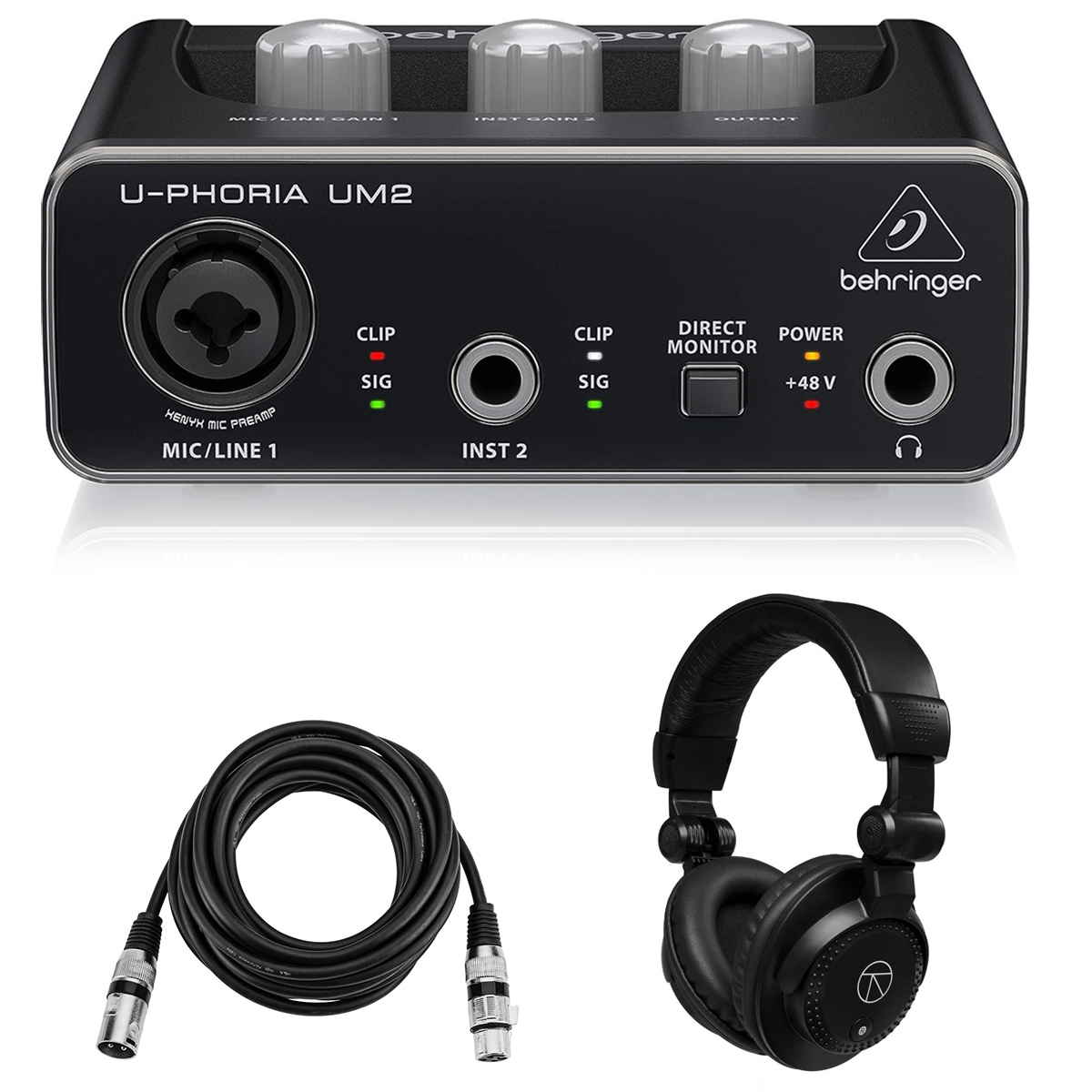 

Behringer U-PHORIA UM2 2x2 USB Audio Interface, Bundle with TAPH100 Headphones