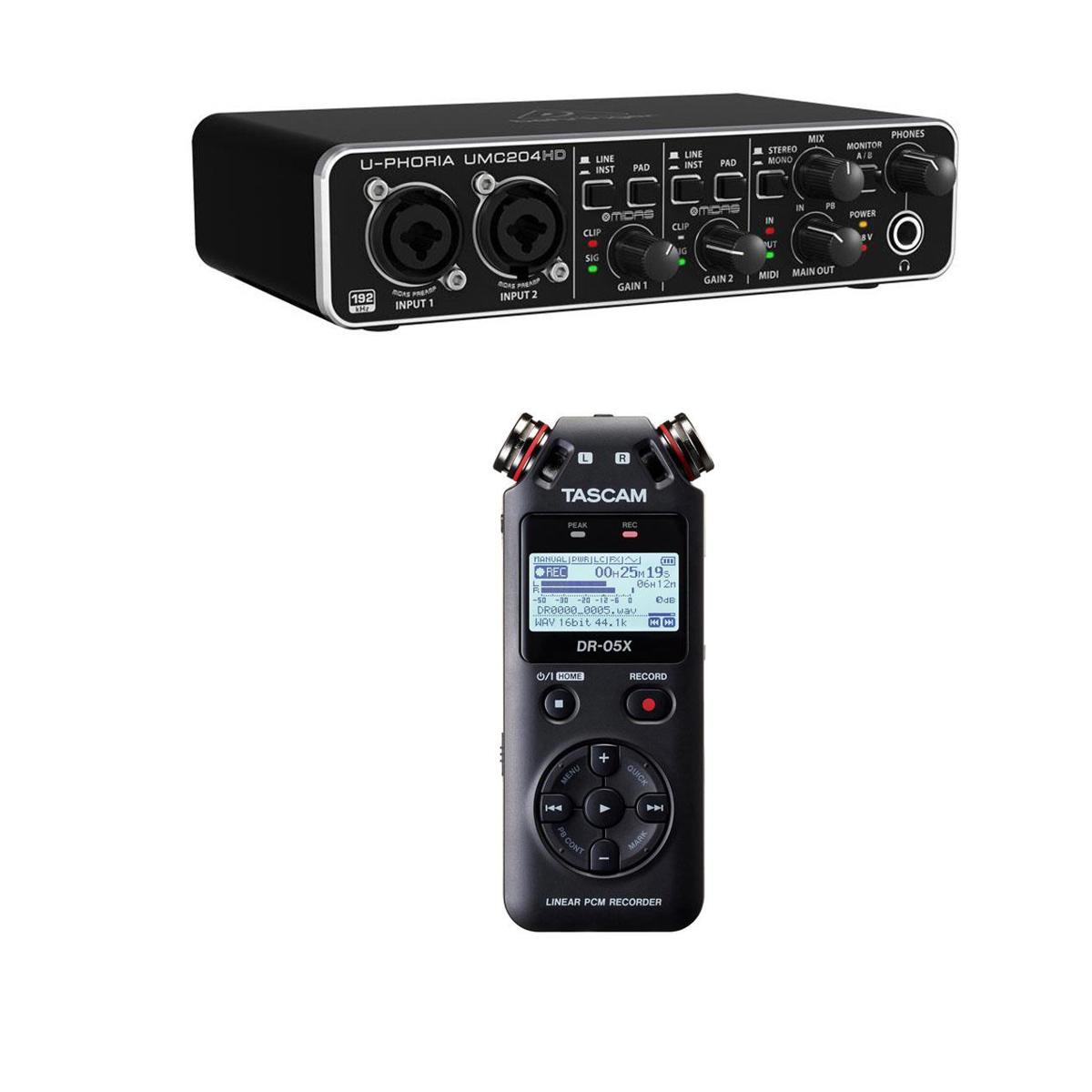 

Behringer U-Phoria UMC204HD Audiophile Interface W/Tascam DR-05X Stereo Recorder