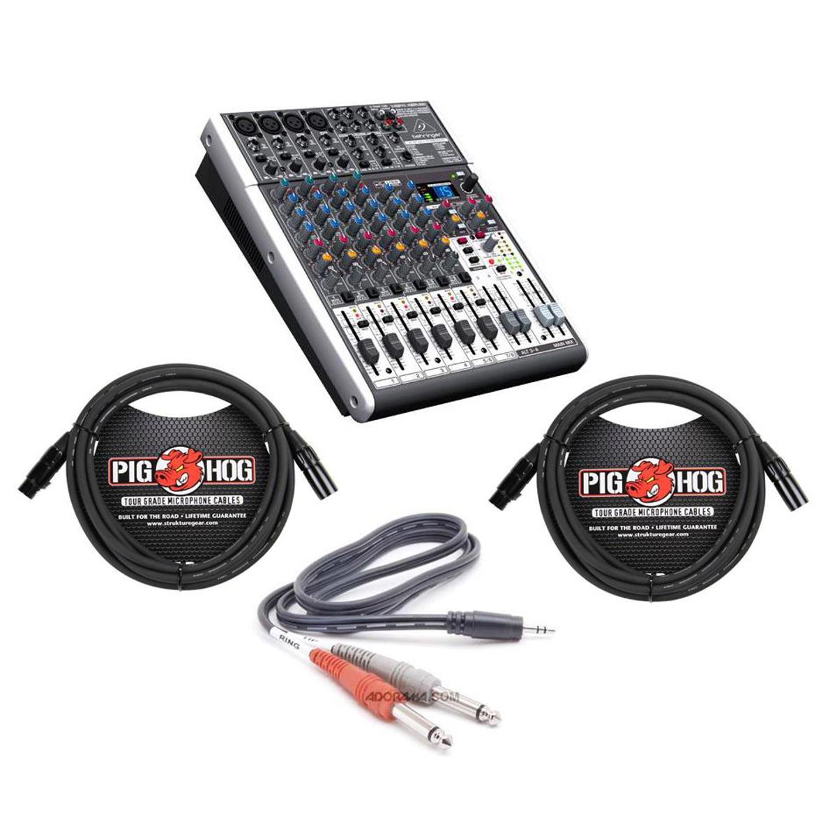 Behringer XENYX X1204USB Premium 12-Input 2/2-Bus Mixer With Cable Bundle -  X1204USB A