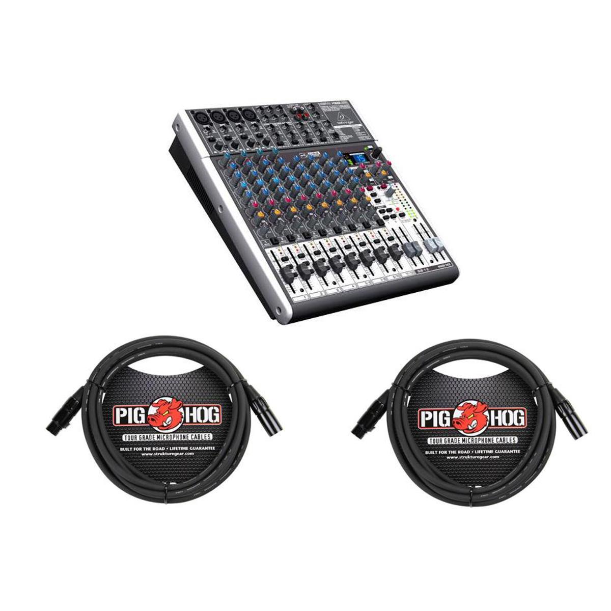 Behringer XENYX X1622USB Prem 16-Input 2/2-Bus Mixer W/2x 15' 8mm XLR Mic Cable -  X1622USB A