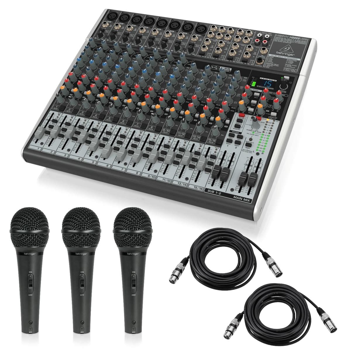 Behringer XENYX X2222USB Premium 22-Input 2/2-Bus Mixer With Accessory Bundle -  X2222USB A