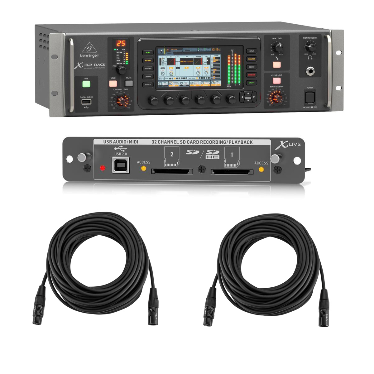 

Behringer X32 Rack 40-Input 25-Bus Digital Mixer w/X-LIVE Expansion Card, Cables