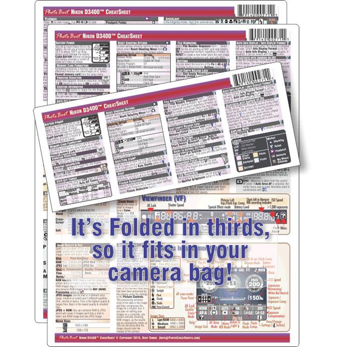 

PhotoBert Photo CheatSheet Nikon D3400 DSLR