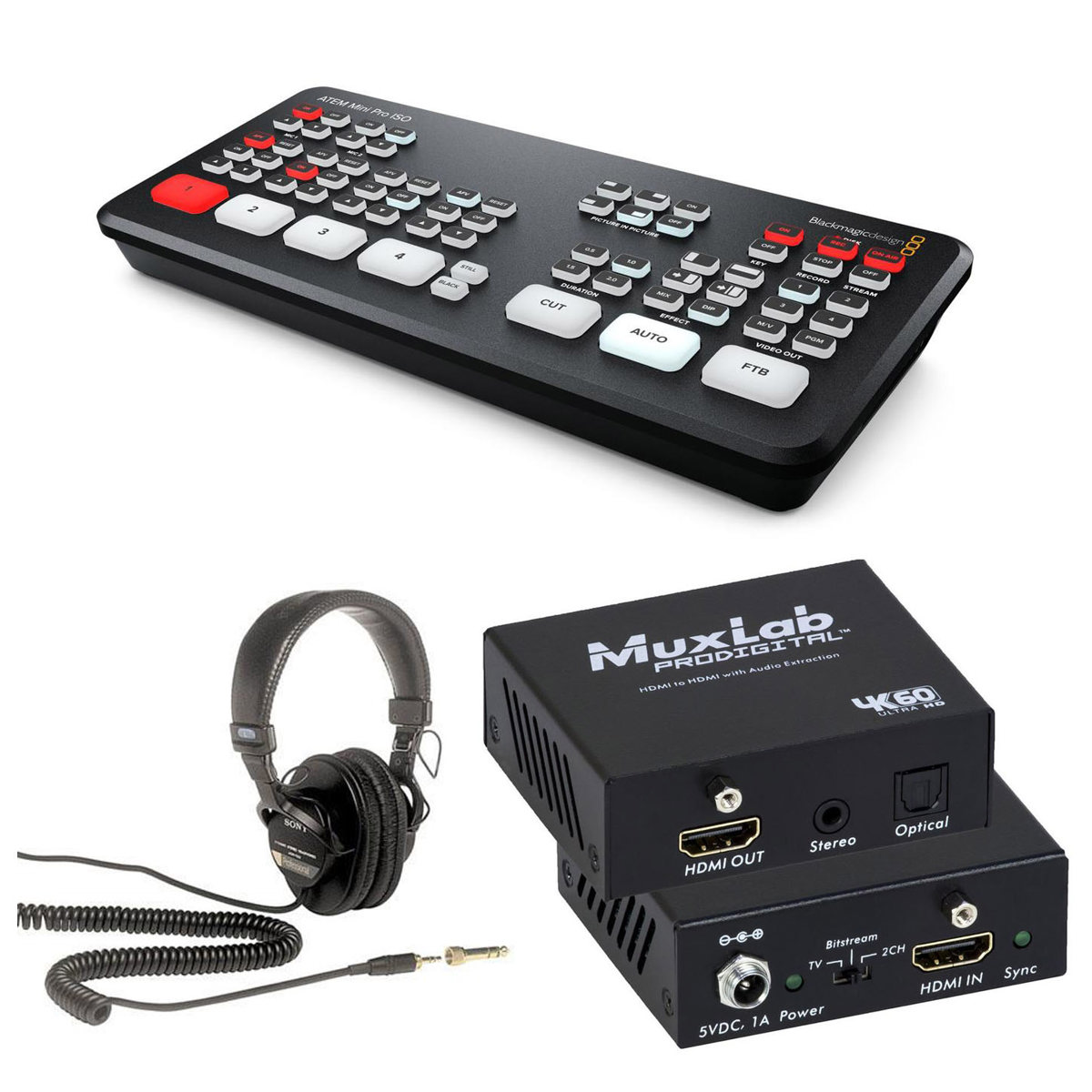 

Blackmagic Design ATEM Mini Pro ISO Stream Switcher w/Headphones, HDMI Extender