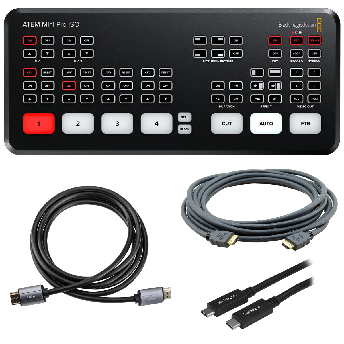 

Blackmagic Design ATEM Mini Pro ISO HDMI Live Stream Switcher,w/HDMI, USB Cables