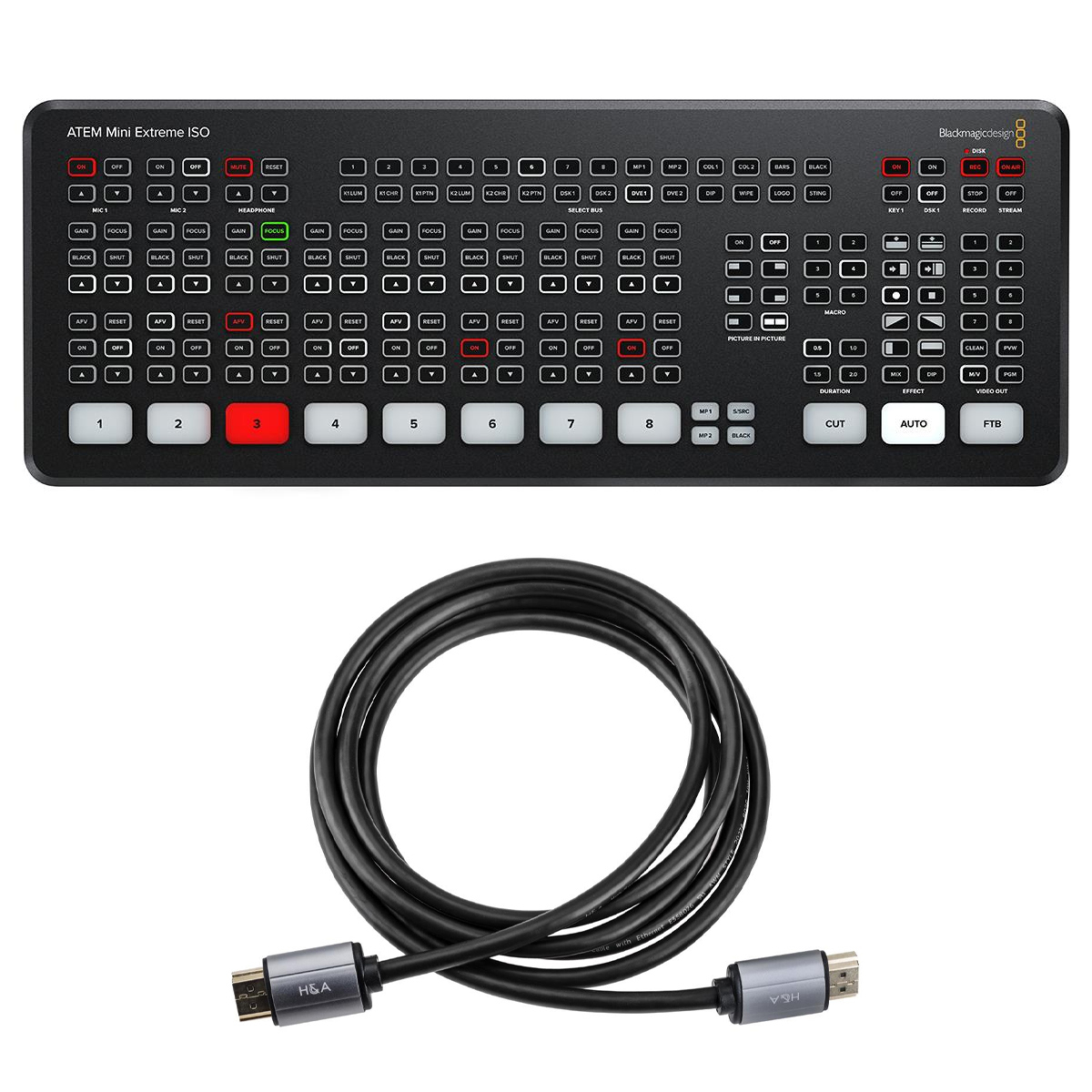 

Blackmagic Design ATEM Mini Extreme ISO HDMI Live Stream Switcher, w/HDMI Cable