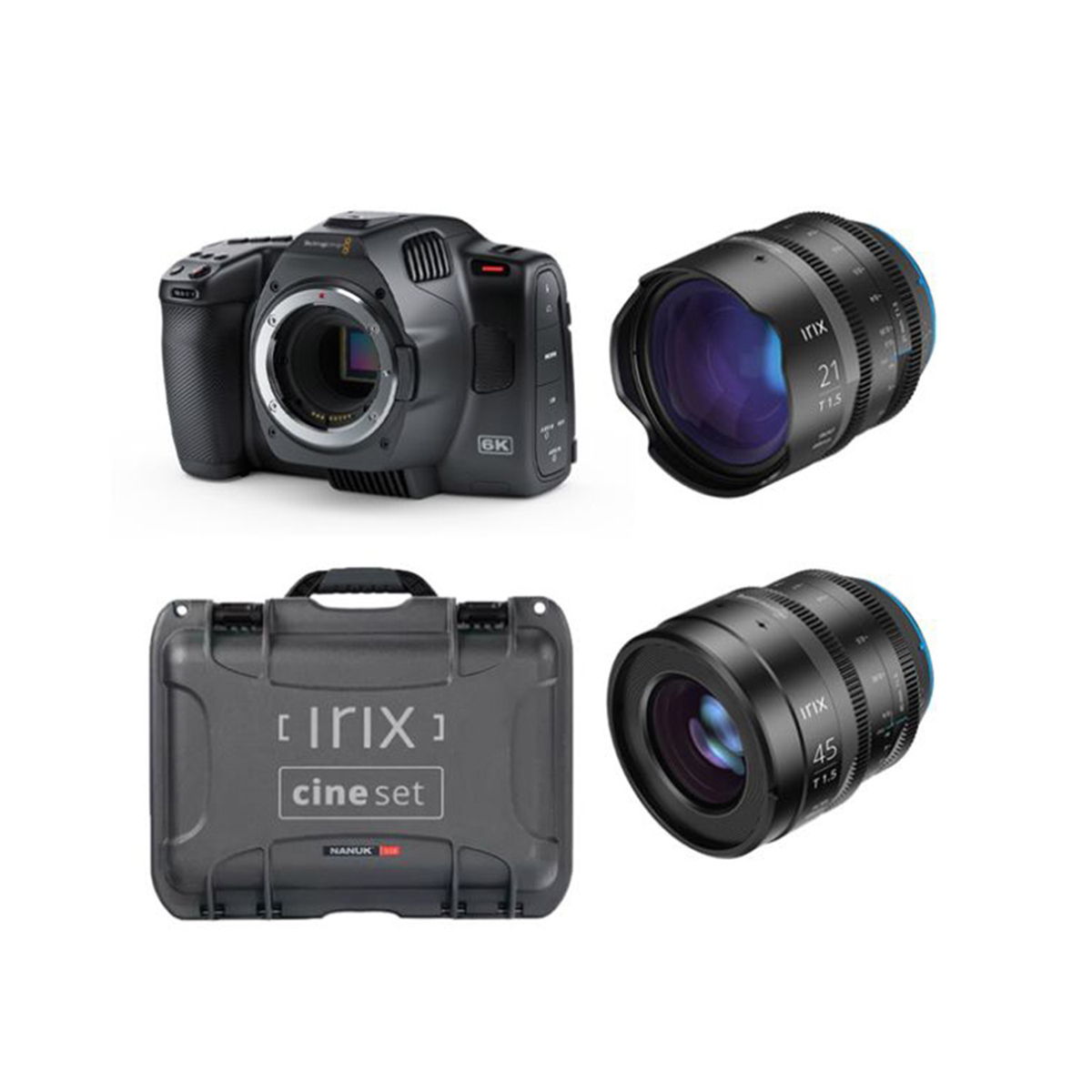

Blackmagic Design Pocket Cinema Camera 6K G2 Kit with IRIX 21mm & 45mm T1.5 Lens