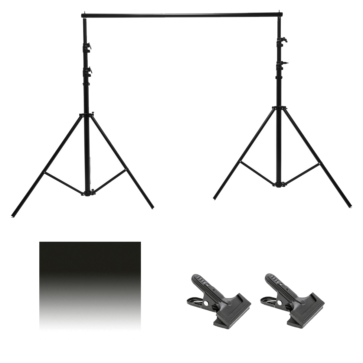 

Flotone 31x43" Graduated Background,Gray/White with Support System,2x Clip Clamp