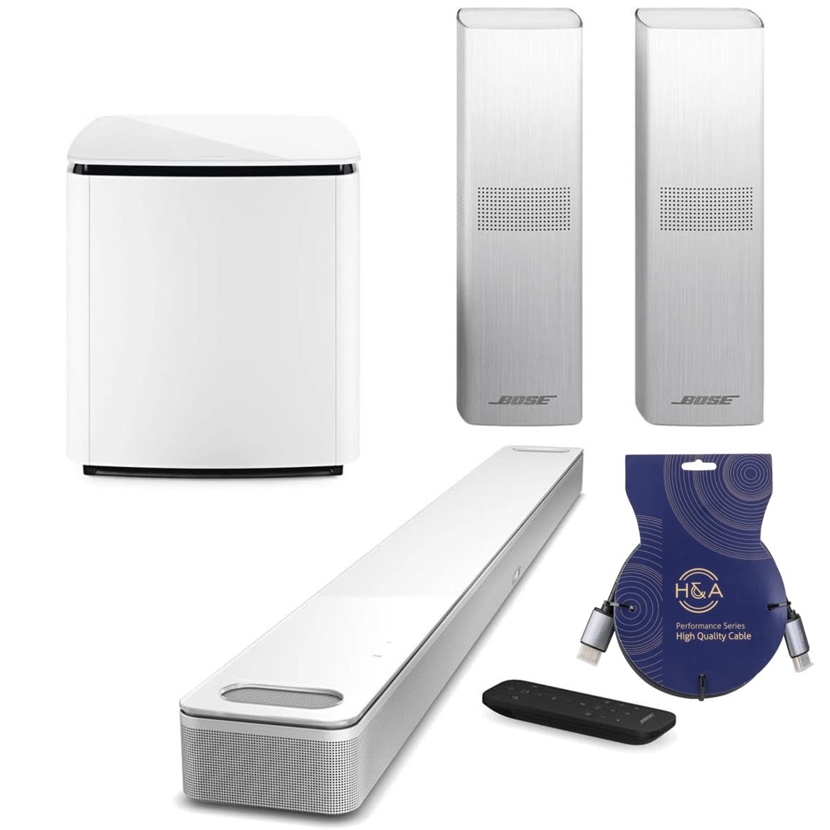 Bose Smart Ultra Dolby Atmos Soundbar, White w/Bass Module 700 & 2x Speakers 700 -  882963-1200 K2