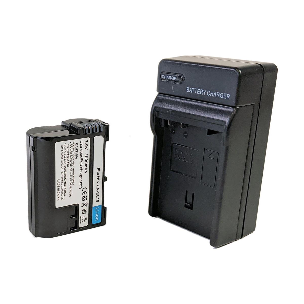 Image of Bescor EN-EL15 Battery and Charger Kit for Select Nikon Cameras