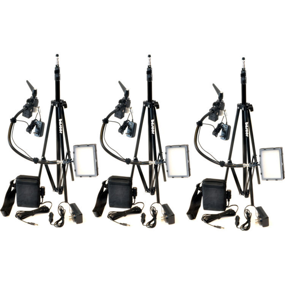 

Bescor Grip-183KB Gripper Bi-Color 3-Light Kit with 3x Light Stand & 3x Battery