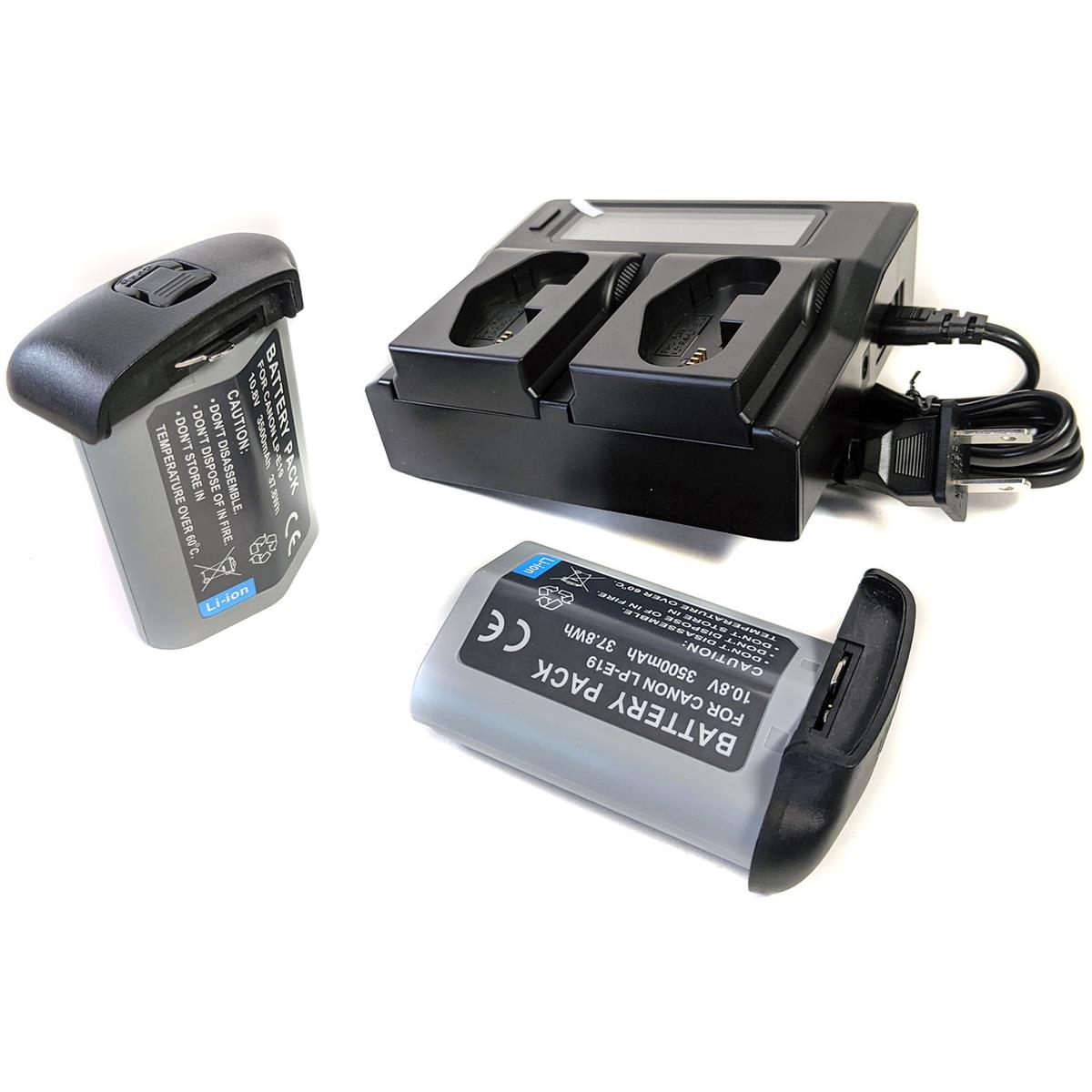 Image of Bescor 2x LP-E19 Battery &amp; Dual Bay Charger Kit for CanonEOS-1D X Mark III DSLR