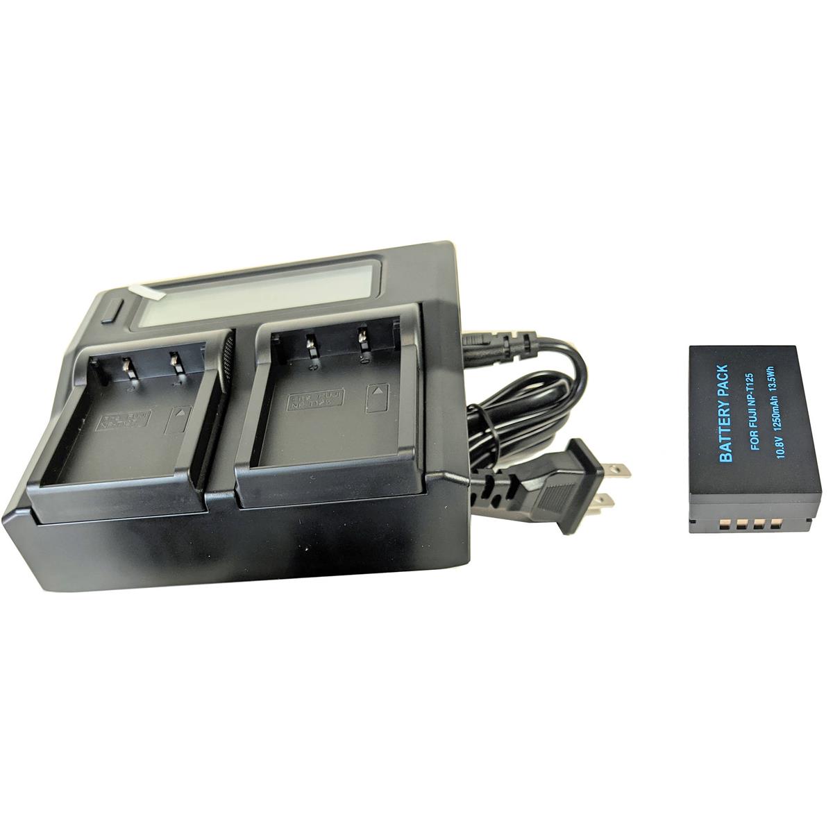Image of Bescor NP-T125 Battery &amp; Dual Bay Auto Charger Kit for Fujifilm