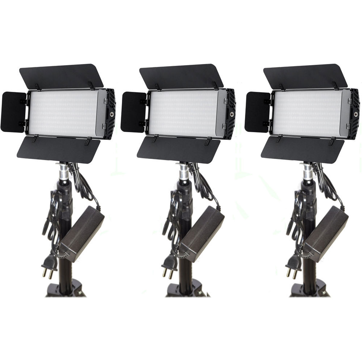 

Bescor Photon Metal Bi-Color On-Camera LED Light 3 Light Kit w/Light Stands