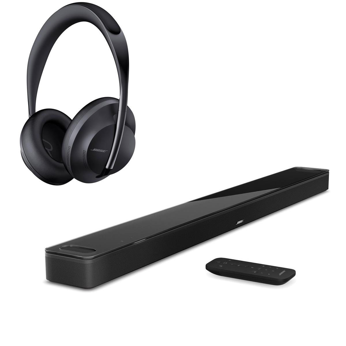 Bose Smart Soundbar 900, Black with Bose 700 Bluetooth Headphones, Triple Black -  863350-1100 A