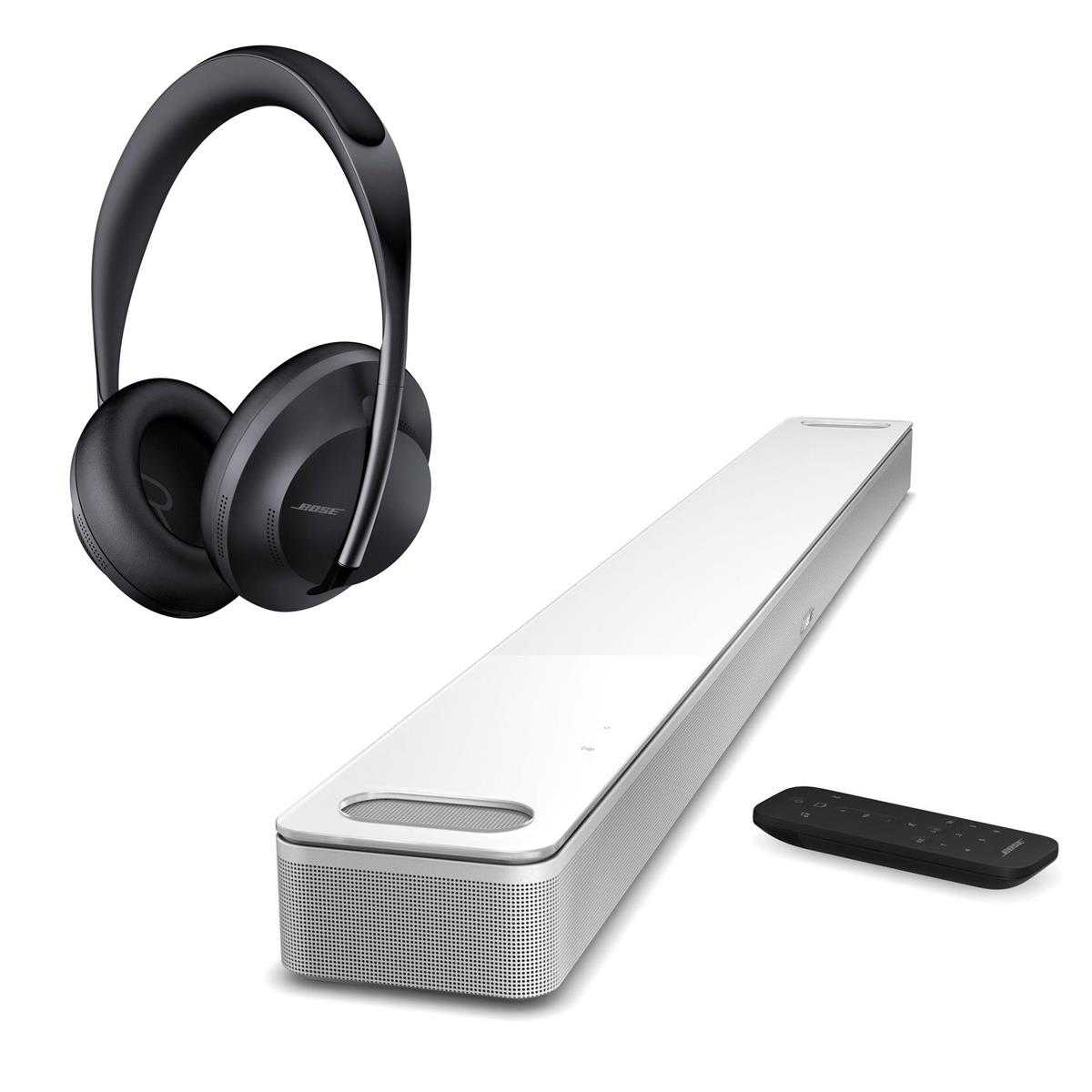 Bose Smart Soundbar 900, White with Bose 700 Bluetooth Headphones, Triple Black -  863350-1200 A