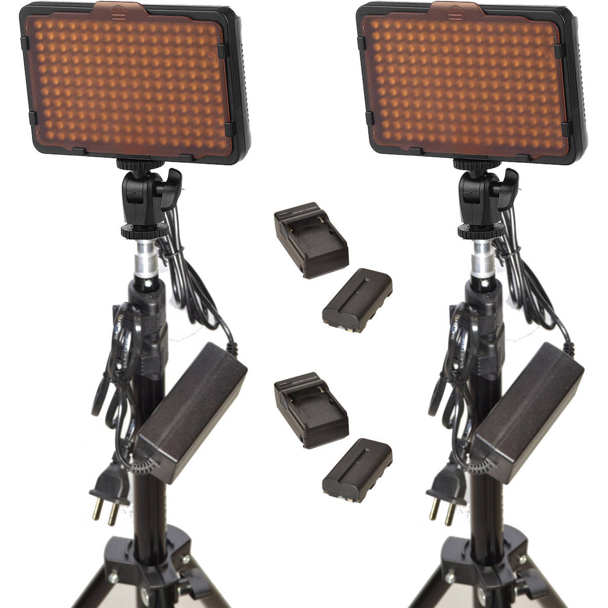 

Bescor WAFFLEK Double 300W 176 Bulb LED Studio Light Kit, 2x Battery & Charger