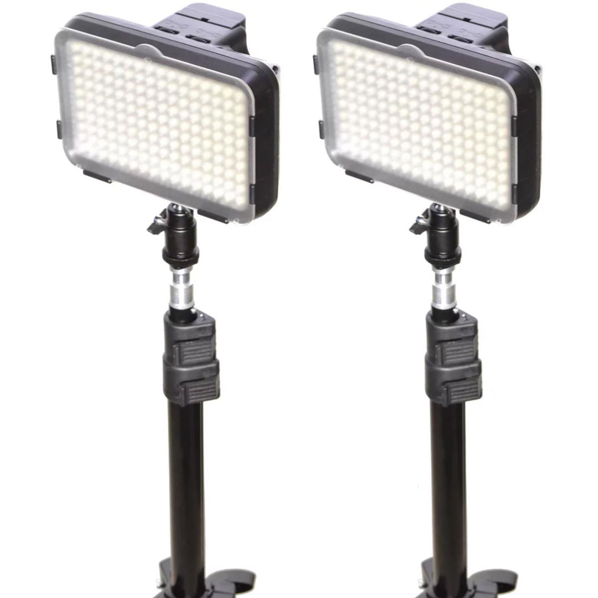 

Bescor XT160 Bi-Color LED On-Camera 2-Light Kit with LS180 Stands and Batteries