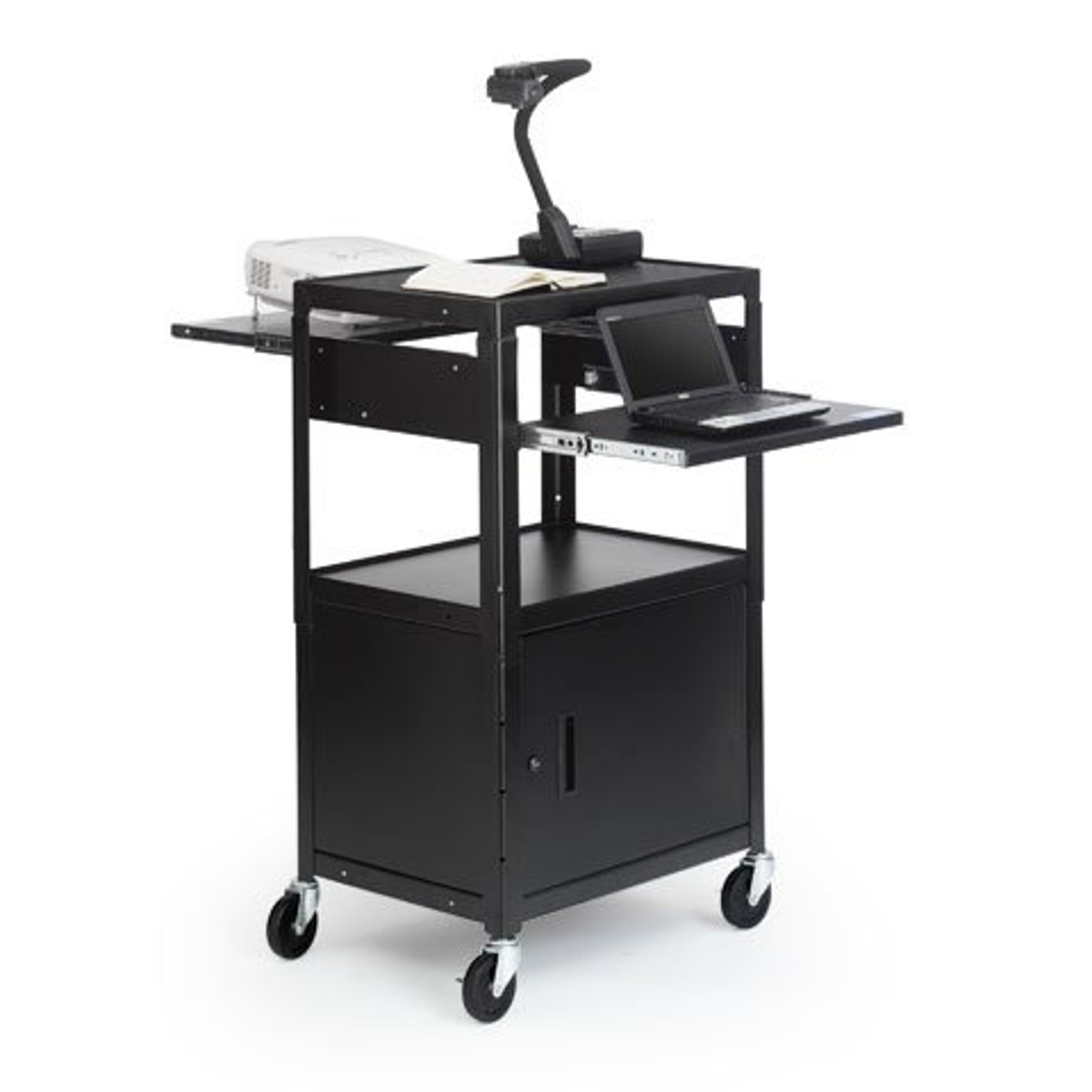 

Bretford 26-42" Adjustable Height A/V Cart with Pull-Out Notebook Shelf, Black