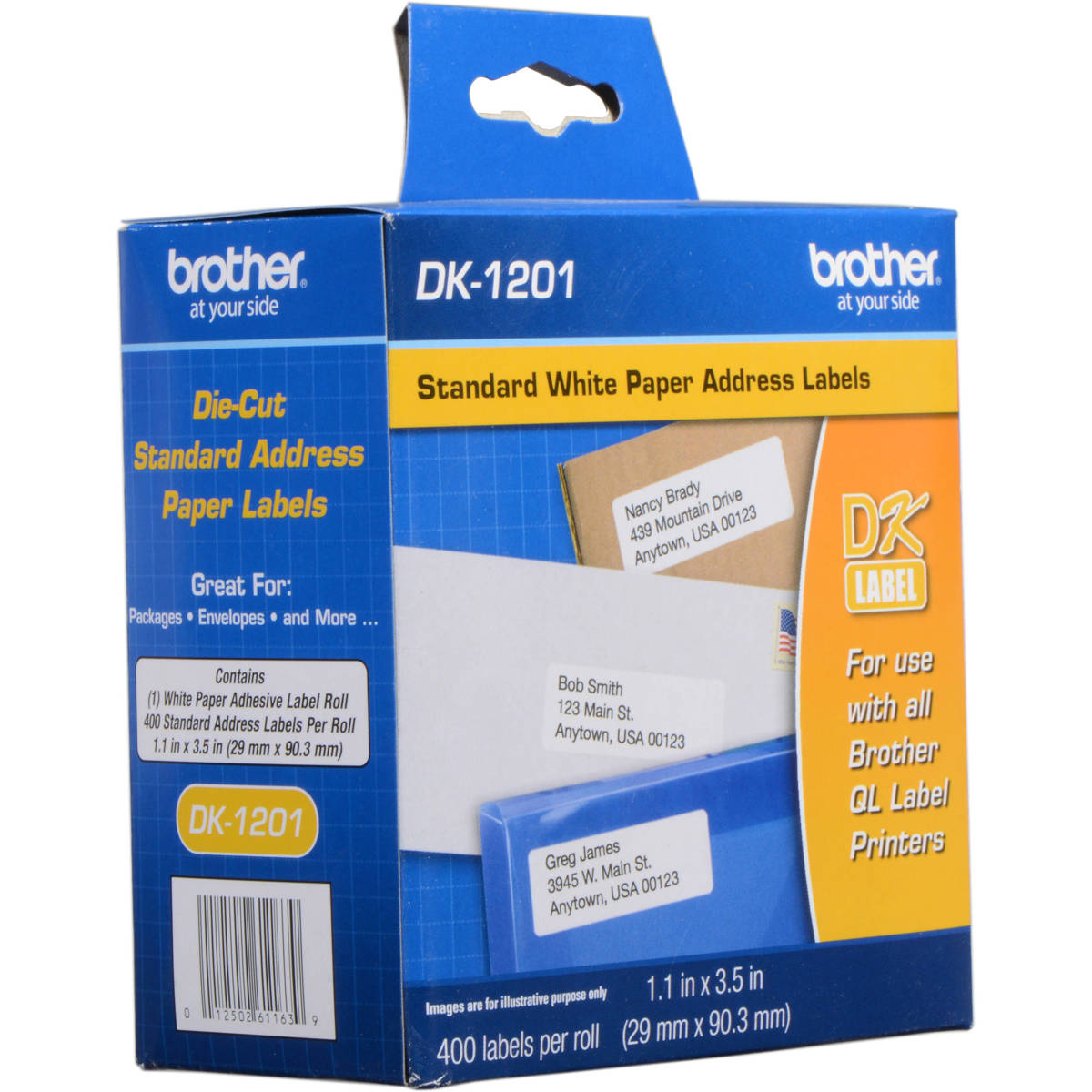 

Brother DK1201 1.1 x 3.5" Standard Address White Paper Labels, 400 Labels