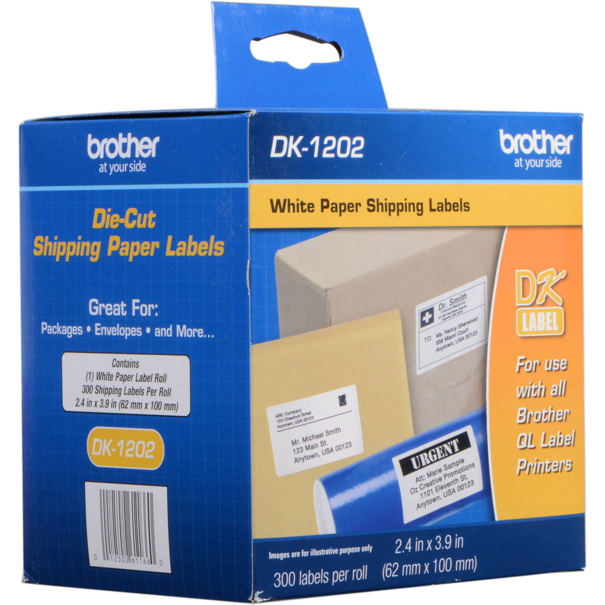 

Brother 2.4x3.9" Shipping White Paper Labels, 300 Labels