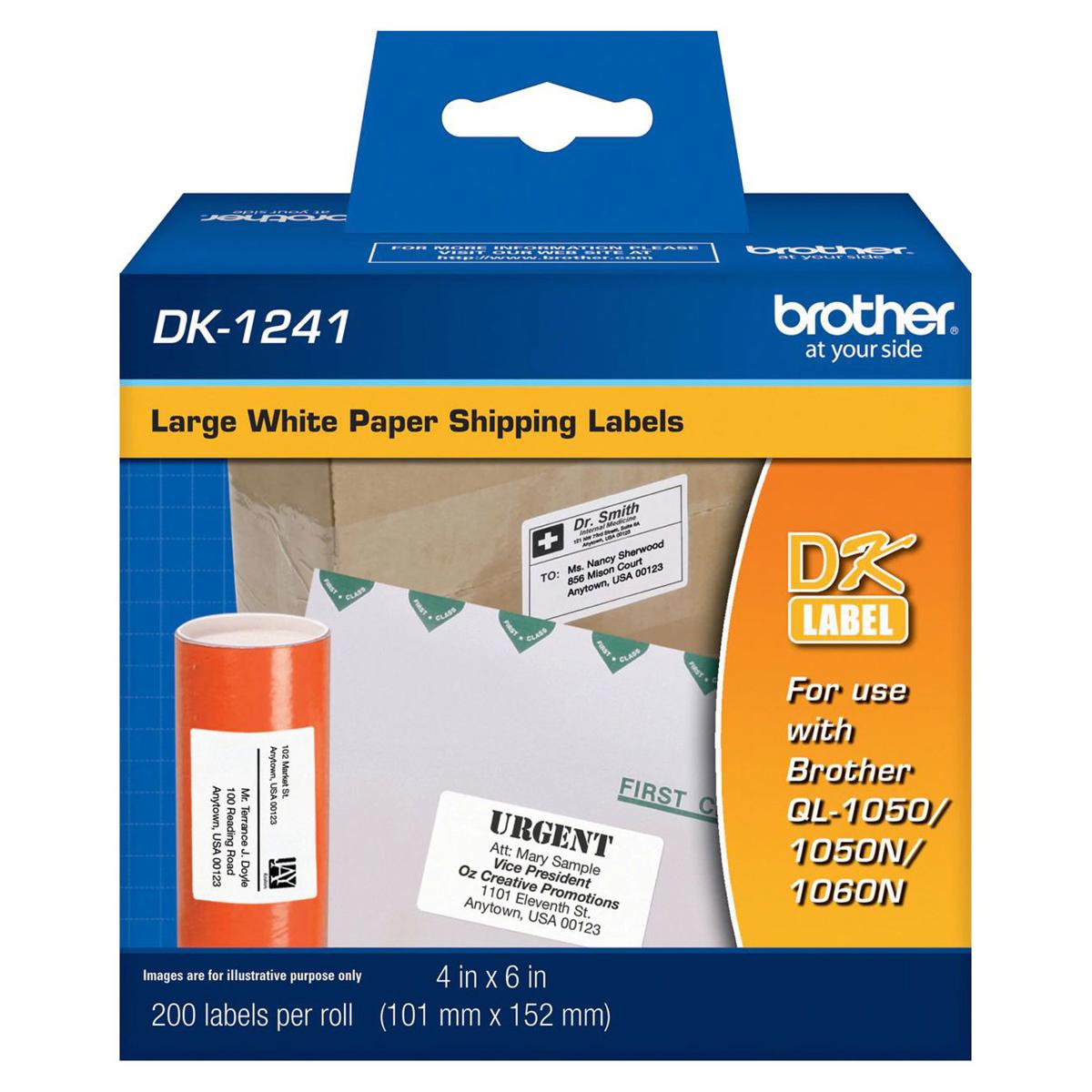 

Brother 4x6" Large Shipping White Paper Labels, 200 Labels