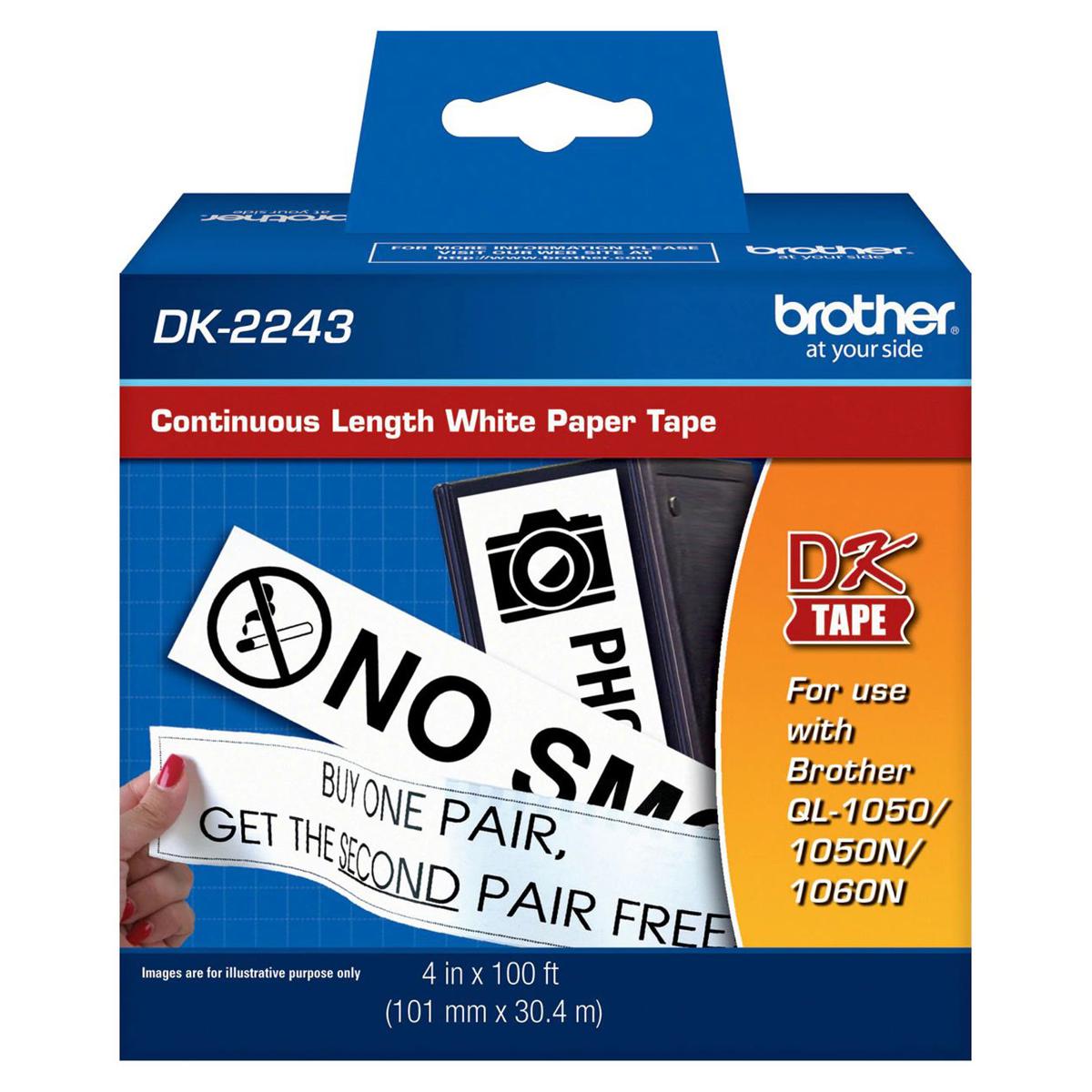 

Brother 4"x100' Continuous Length Paper Tape, Black on White