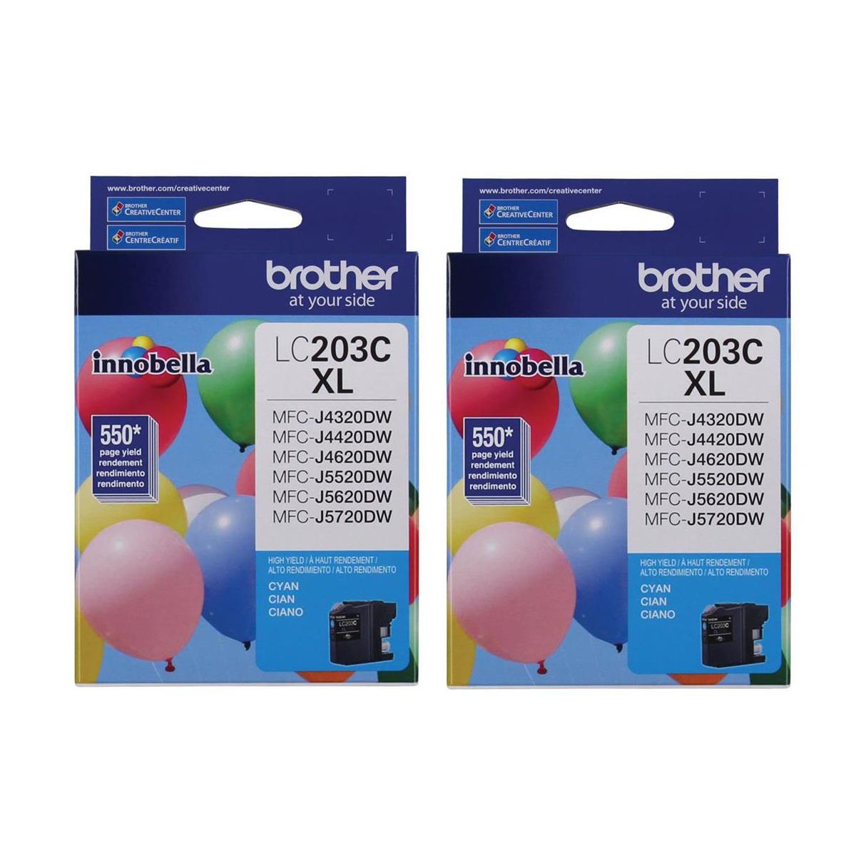 Image of Brother 2 Pack LC203 Innobella High Yield XL Series Cyan Ink Cartridge