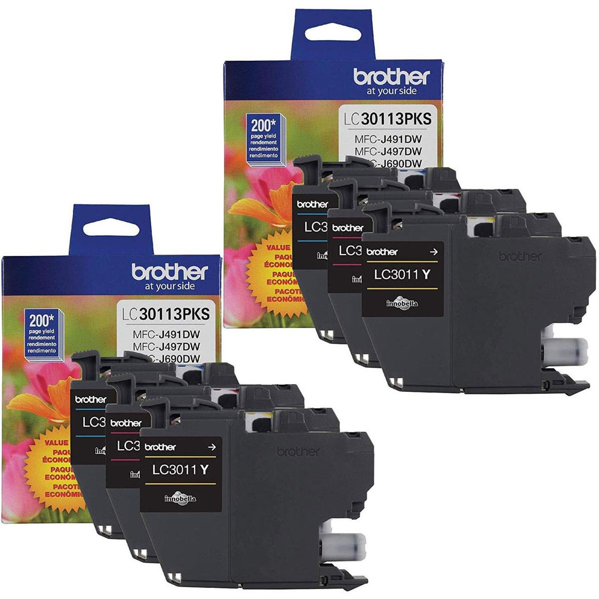Image of Brother 2 Pack LC101 Innobella Standard-Yield 3-Color Ink Cartridge Set