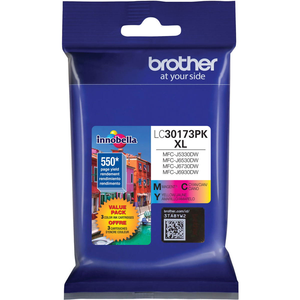 

Brother Cyan/Magenta/Yellow High Yield Ink Cartridge Set, 550 Page Yield, 3 Pack